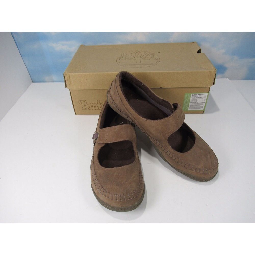 TIMBERLAND Earthkeepers Taupe‎ Brown leather Mary Jane loafers 9.5 3318rm